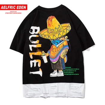 

Aelfric Eden Hip Hop Patchwork Masked Print Tshirts Casual Cotton T Shirt Men 2020 Summer Short Sleeve Tops Fashion Streetwrear