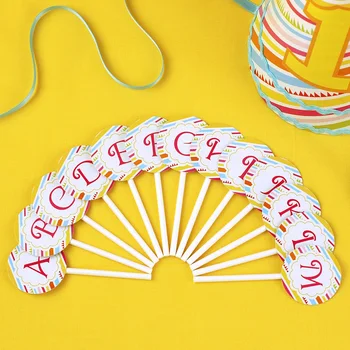 

Pink Color Cake Topper Flag with Letters from 0 to 9 Letter A to Z