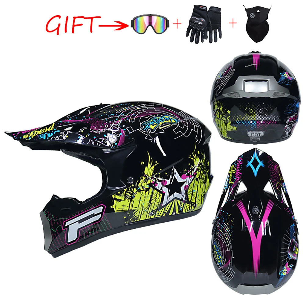 

Professional Racing Motocross Casque hors route Casque Moto Capacete Moto Casco Off-road Cartoon Children Motorcycle Helmet