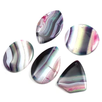 

5pcs / Lot Black Rose Red Striped Agates Pendant Reiki Healing Natural Stone Meditation Amulet DIY Jewelry Natural Stone Charms