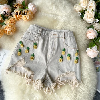 

Jeans Shorts Women Summer High Waist Wide-leg Denim Shorts Korean Vintage High Street Hole Female Short Trousers 2020 Fashion