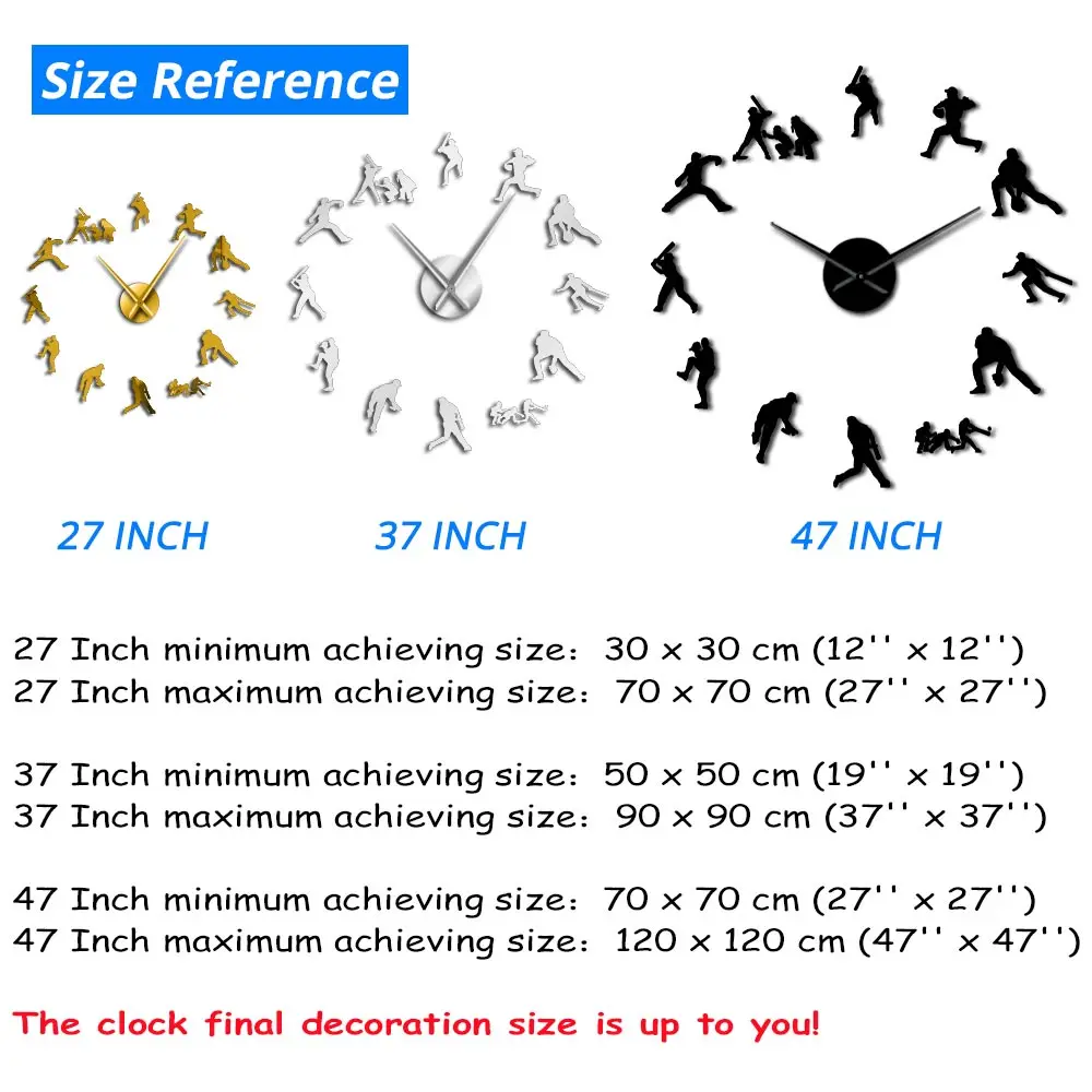 Декоративные Современные бейсбольные настенные часы 3D безрамные DIY гигантские часы зеркальный эффект Софтбол Настенный декор для гостиной