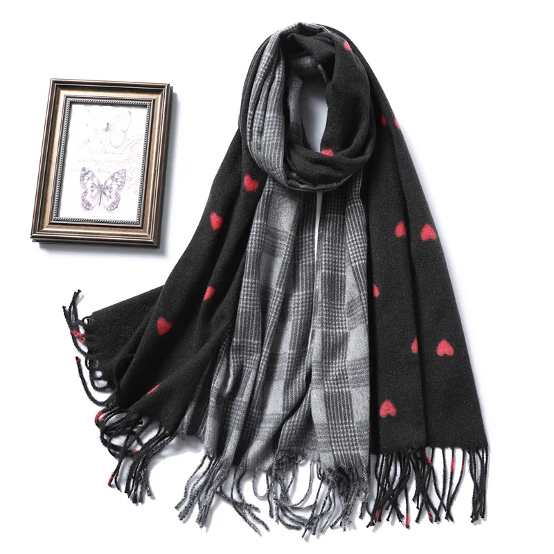 

2020 New Printed Women Winter Scarf Pashmina Hijab Shawls and Wraps Warm Cashmere Scarves Blanket Tassel Female Stoles