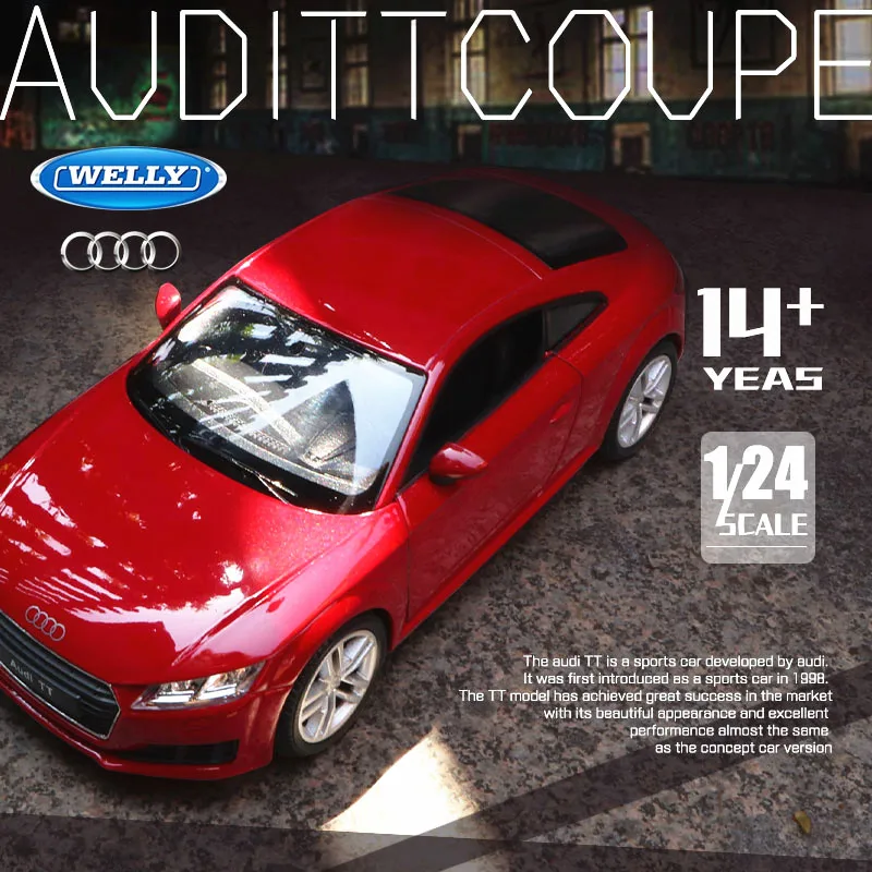 Модель автомобиля Welly 1:24 Audi TT из красного сплава литой игрушечный автомобиль