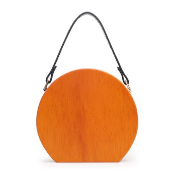 

Vintage Semi-Circular Wooden Small Portable Fan Art Mini Messenger Female Evening Bag