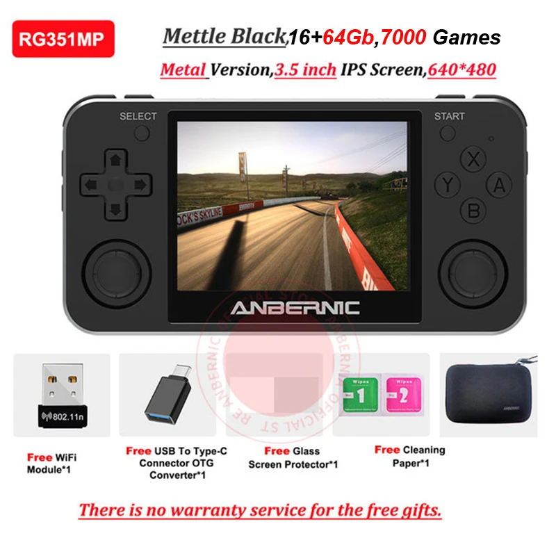 128G ANBERNIC RG351MP RG351M Retro Game Console PS1 Emulator Aluminum Alloy Shell 3.5" IPS Screen Handheld Portable Console gift 