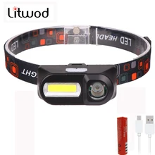 Светодиодные фары фара фонарик мини-cob LED USB Перезаряжаемые 18650 Фонарь Кемпинг Пеший Туризм Фонарь для ночной рыбалки