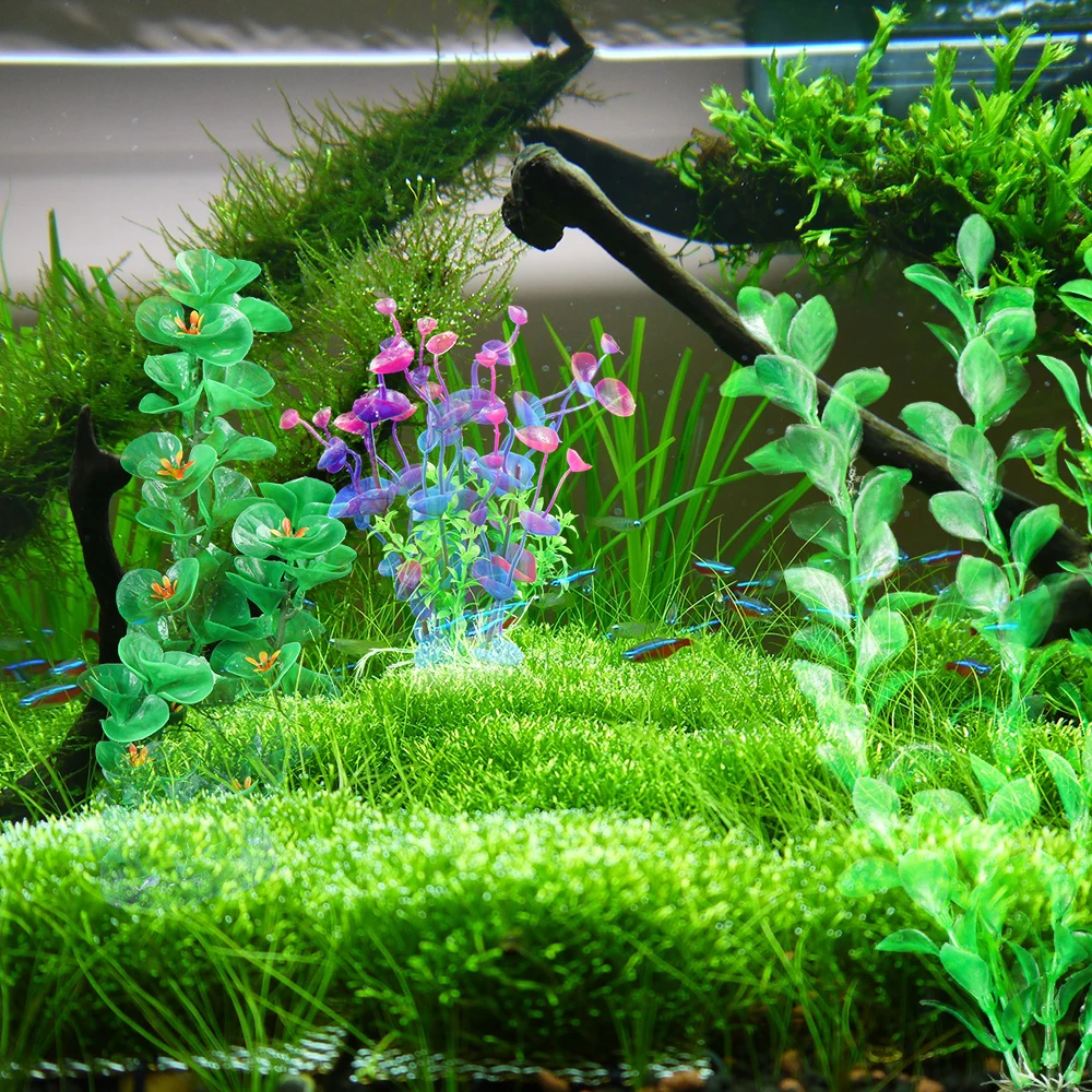 Пластиковые растения Моделирование цветок искусственные водные сорняки