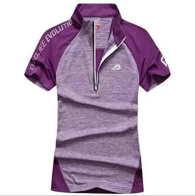 Горячая Распродажа быстросохнущая Мужская и женская футболка с коротким рукавом и воротником с коротким рукавом, стрейчевая дышащая Спортивная футболка для влюбленных, альпинистская футболка - Цвет: lady-purple
