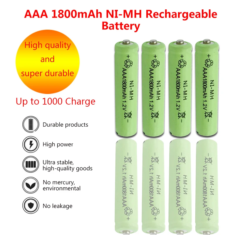 1800 мА/ч 1 2 V элементов питания типа AAA-никель-металл-гидридного AAA перезаряжаемый