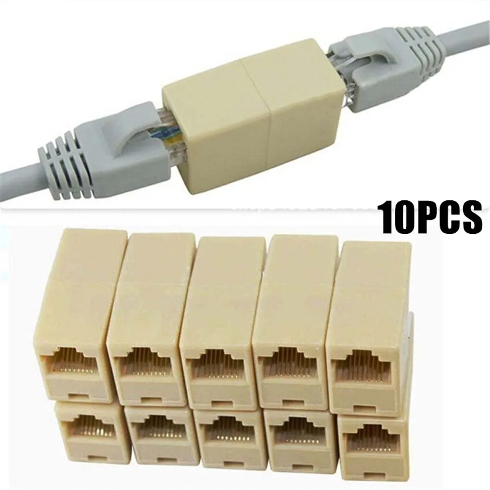 10PCS RJ45 Powerline Network Adapters CAT6 CAT5 Network Cable Straight Ethernet LAN Coupler Joiner Connector Plug Ethernet Sockt