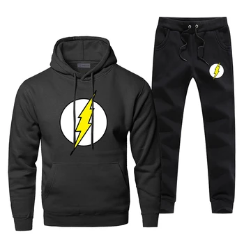 

The Flash Barry Allen Hoodies Pants Suit Men Sets Superhero STAR Sweatshirt Sweatpants Sportswear Autumn Streetwear Tracksuit