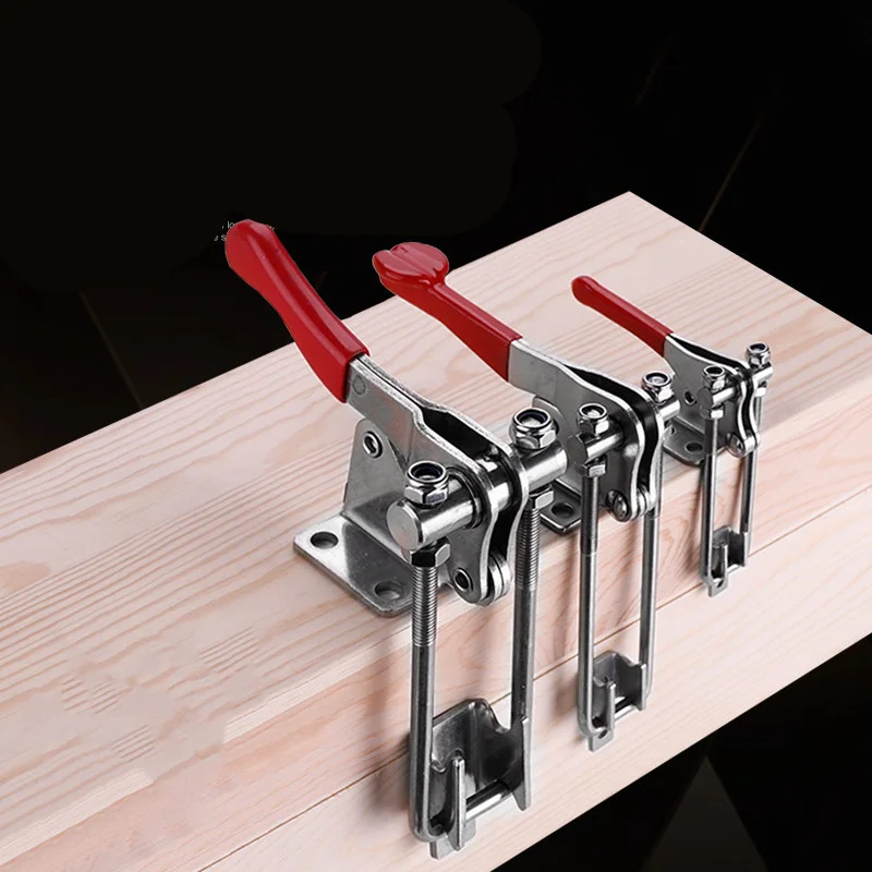 90 Degree Quick Release Clamp furniture hardware toggle latches decorative latches 1pc 304 Stainless Adjustable Metal Anti-Slip Toggle Latch Catch Clasp for Woodworking Press Clamps