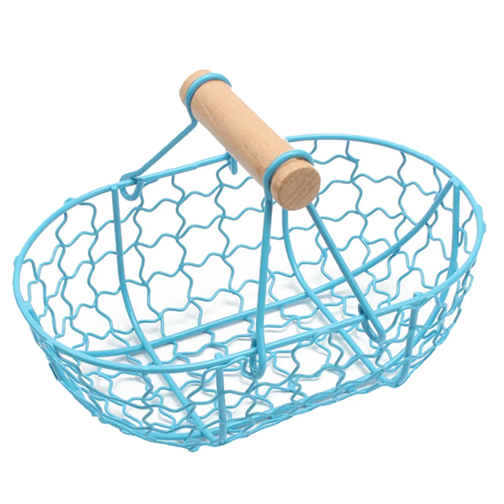 Iron Bread Basket Retro Metal Storage Basket Fruit Container with Handle Decor