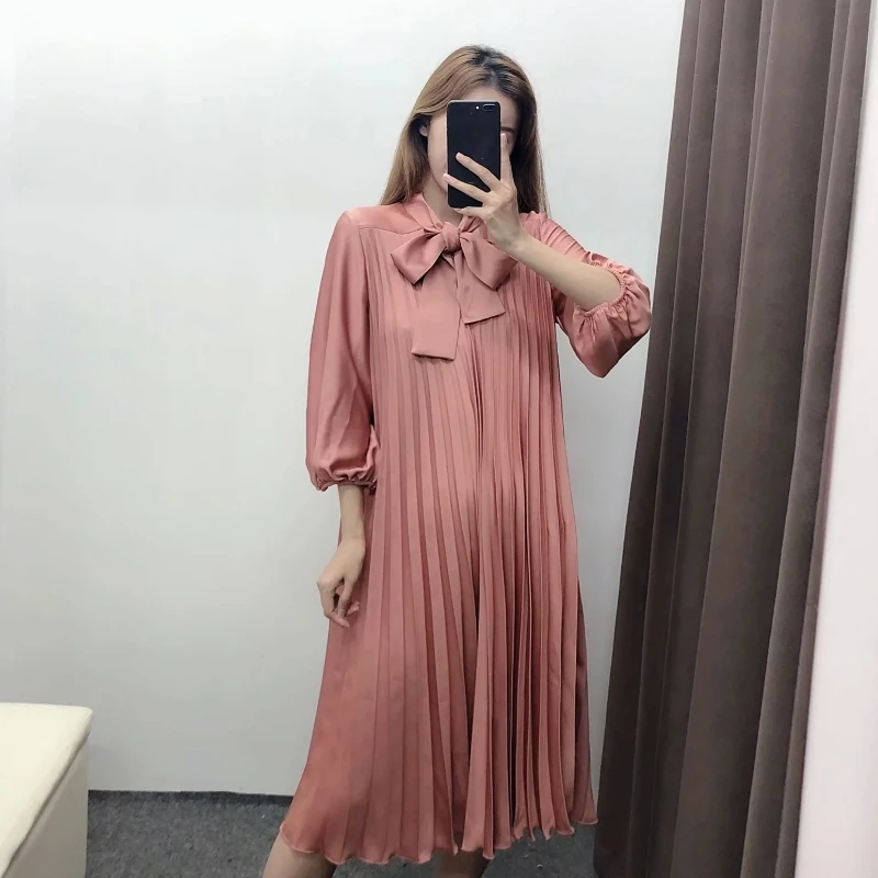 платье с v образным вырезом офисное женское Повседневное бантом vestidos шикарные