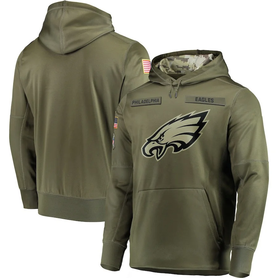 Толстовка Philadelphia Eagles Salute to service Sideline Therma, пуловер для выступлений, толстовка с капюшоном для американского футбола оливкового цвета