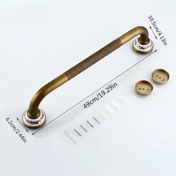 

19.3 Inch Brass Grab Bar Balance Handrail Shower Assist Bathroom Mounted Safety Hand Support Rail - Wall Mount For Bath Handle