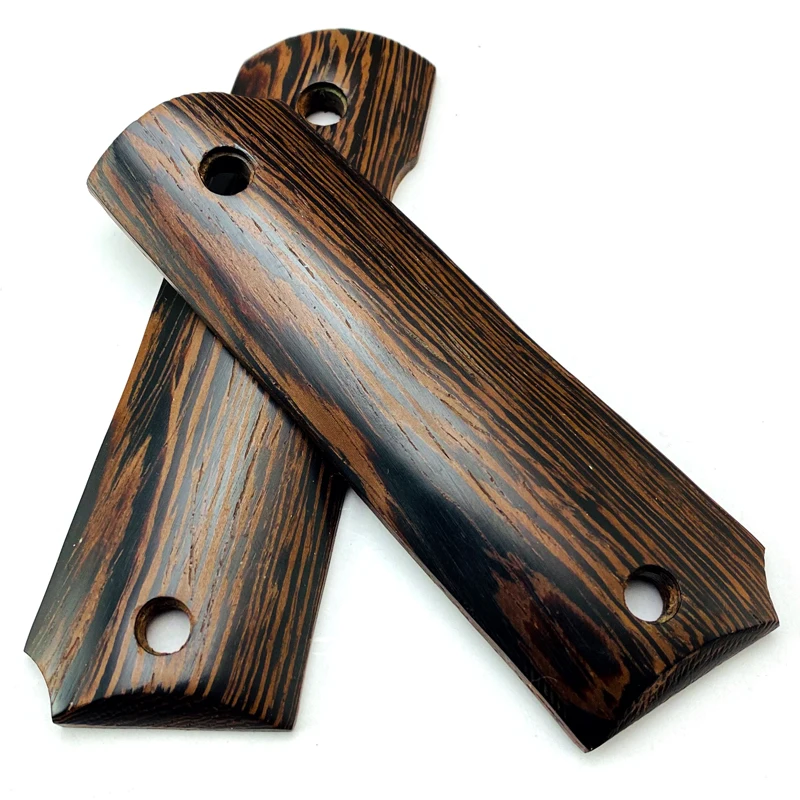 2pieces Gun 1911 Nonslip Handle Patches Natural Wenge Wooden Textured