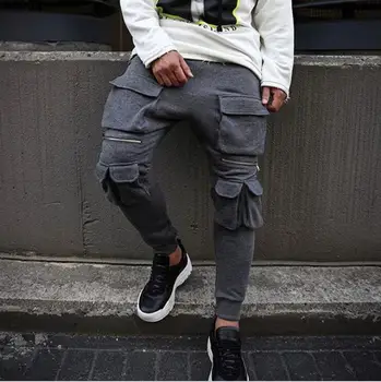 

Autumn and winter new men's hip-hop Slim fashion casual trousers tide men street simple pocket trousers