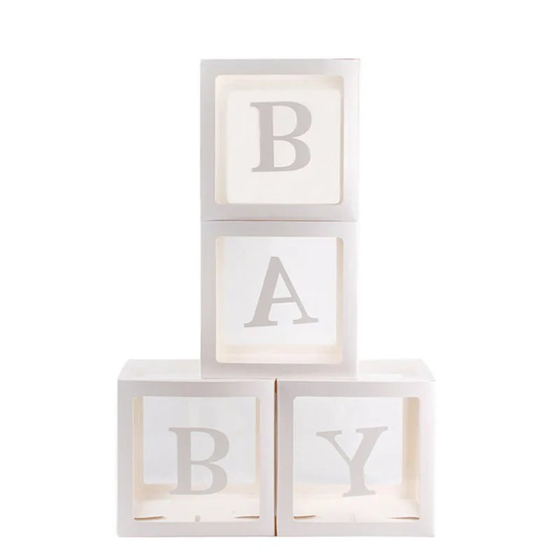 baby 4 шт./компл. квадратный прозрачный шар Коробки детского дня рождения с принтом куб подарок органайзер для Baby Shower или для вечеринки по случаю свадебного торжества и дня рождения - Цвет: baby