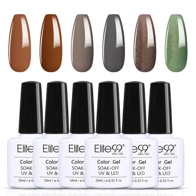 Elite99 6PCS Nagel Gel Polish 10ML Set UV Gel Lacke Gel Polnischen Malerei Hybrid Manicute Für Nail art benötigen Basis Top Mantel Kit