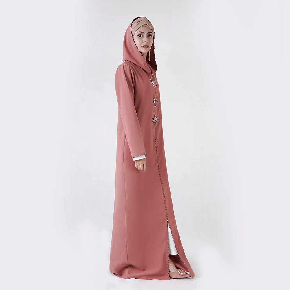 Мусульманское платье Марокканская шляпа Стразы размера плюс открытый абайя длинные халаты Туника Ближний Восток Рамадан арабский зимний Исламский Одежда