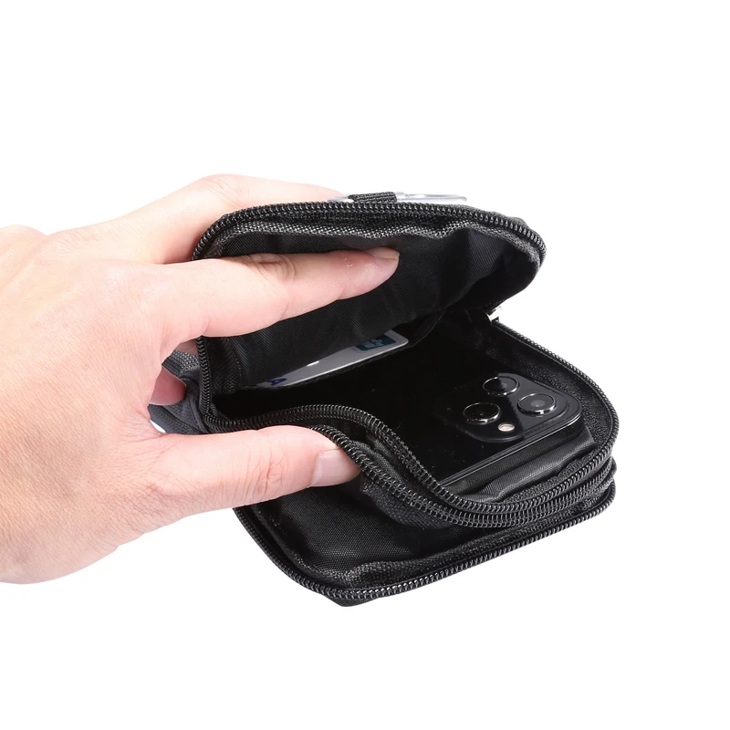 Universal Outdoor Mobile Phone Pouch with Dual Zippers & Belt Clip