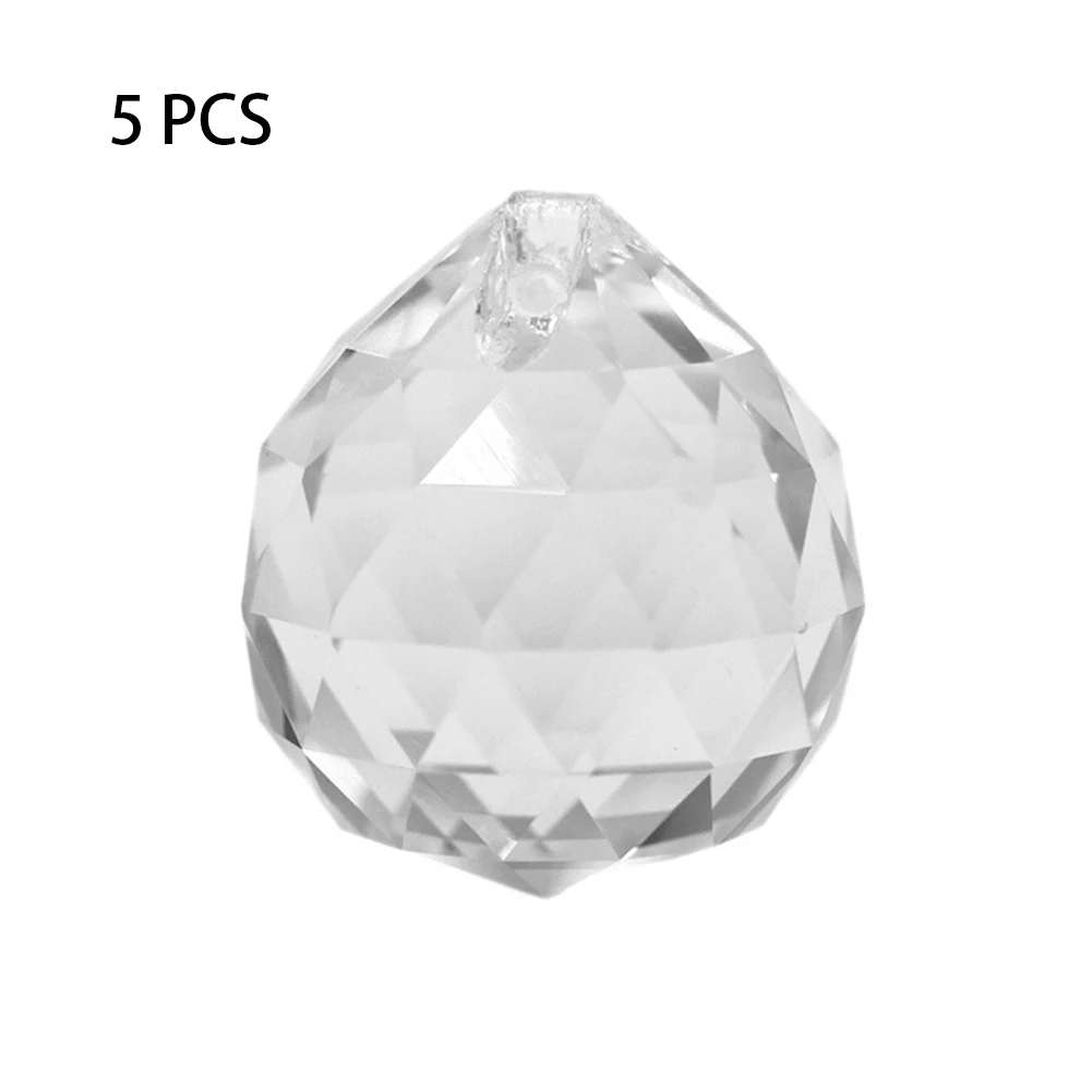 5Pcs DIY Feng Shui Pendant Clear Prism Faceted Chandelier Crystal Ball Home Decoration Gift Hanging Suncatcher Rainbow Catcher - Color: 40mm