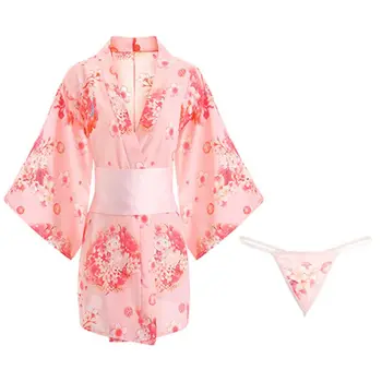 

Women Erotic Lingerie Japanese Sakura Cat Kimono Bathrobe Anime Cosplay Yukata
