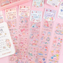

1 Sheet Cute Cartoon Character Plastic Sticker Journal Bullet Diary Decorative Materials Laptop Stickers School Stationery