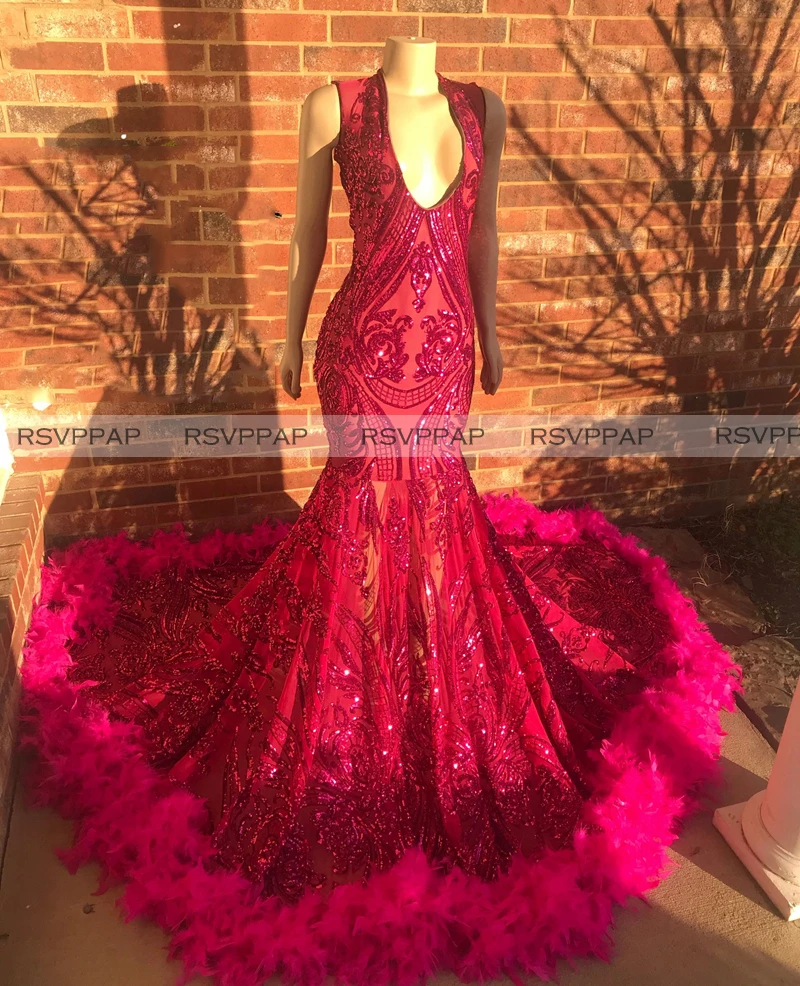 hot pink sequin prom dress