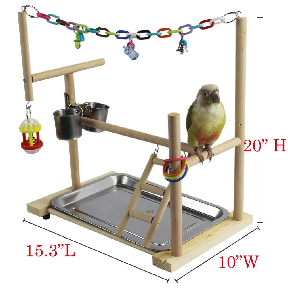Птица площадка игровой, для тренировок деревянный попугай окунь с жевательной восхождение цепочкой игрушки лестницы чаша съемный лоток-подготовка к физической нагрузке
