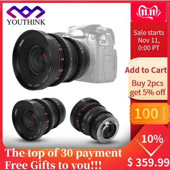 

25mm /16mm T2.2 Large aperture Manual Focus Aspherical Cinema lens M4/3 Mount for Olympus for Panasonic Lumix G9 GH1 GH2 GH3 G6