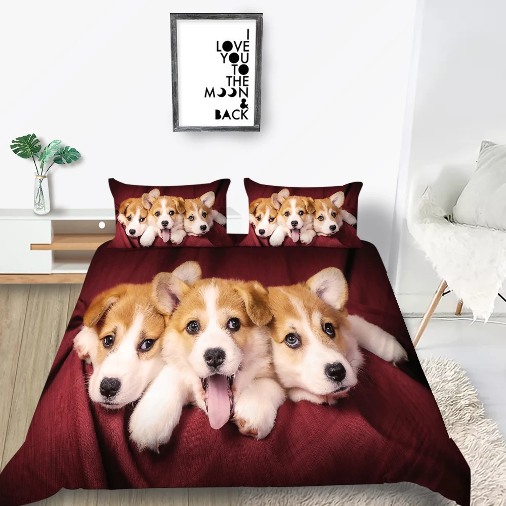 

3D Corgi Bedding Set Puppy Cute Fashion High End Duvet Cover Puppy King Queen Twin Full Single Double Unique Design Bed Set