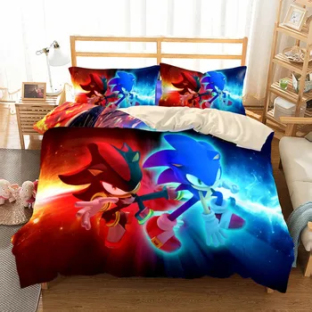 

3D Sonic Pattern Duvet Cover with Pillow Cover Bedding Set Single Double Twin Full Queen King Size for Bedroom Decor