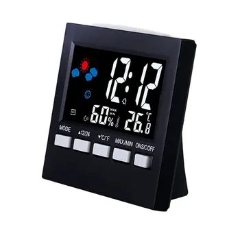 

Digital Weather Forecast Station Alarm Clock Kids LCD Screen Temperature Humidity Backlight Monitor Snooze Function TSLM1