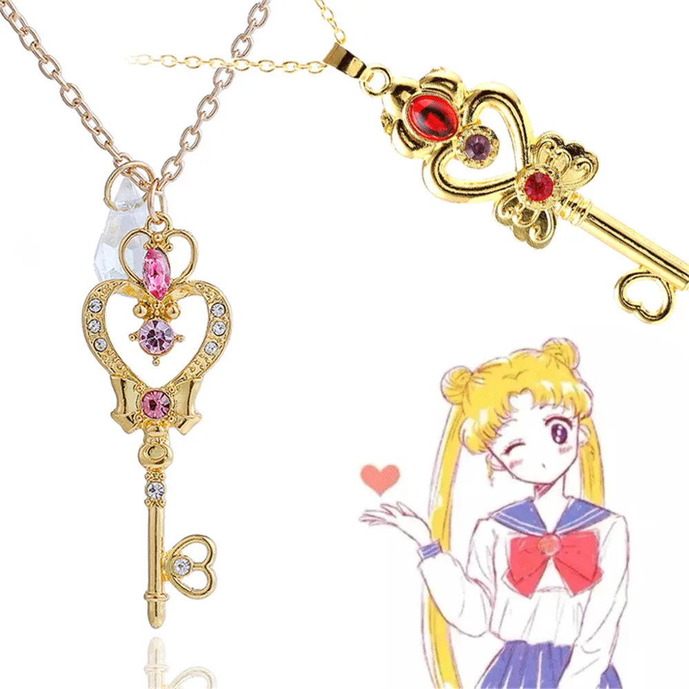 

Sailor Moon necklace Pendant Time Space Key Costumes Accessories Cosplay Prop torque Anime Toy