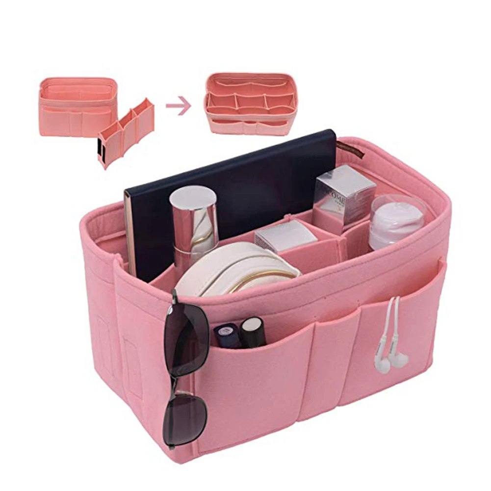 

Makeup Organizer Multi-Compartment Solid Color Large Capacity Makeup Storage Bag Organizer Pouch Cosmetic Organizer Durable