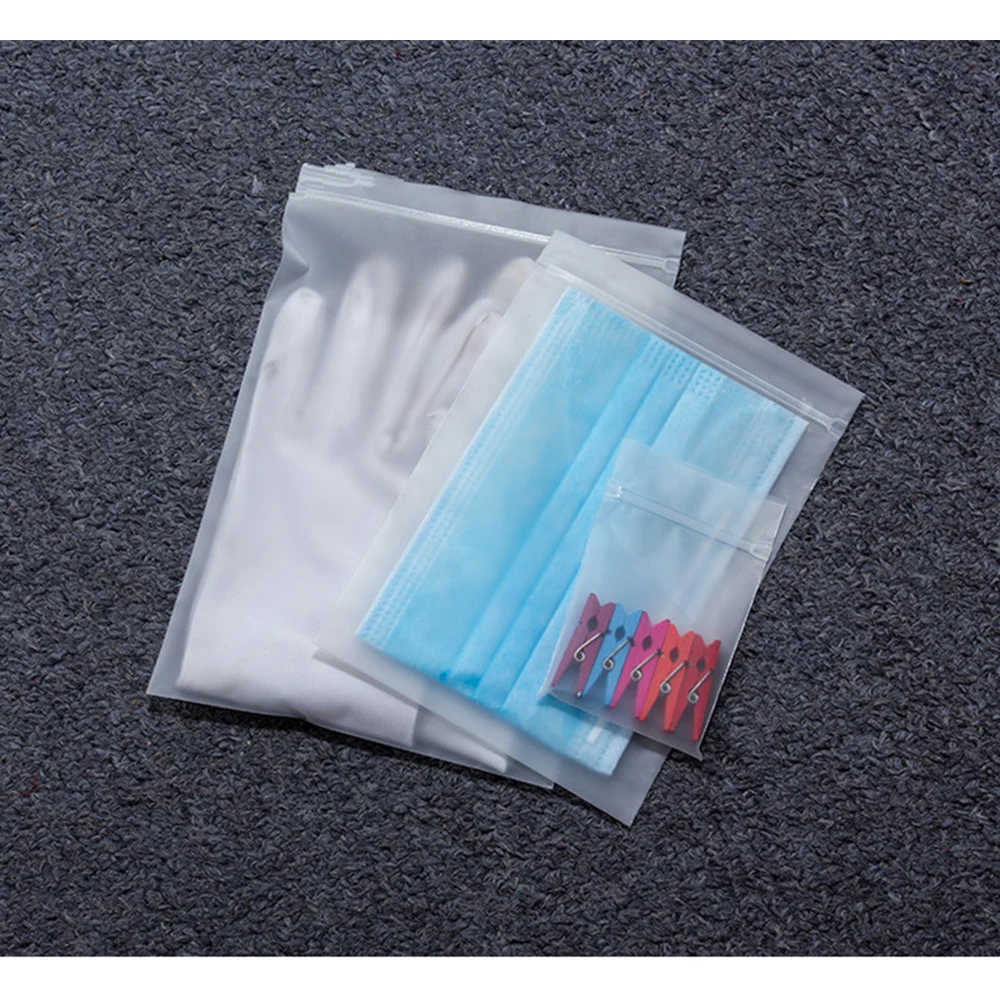 100Pcs/Lot Froted Transparent Plastic Packing Bags for Clothes Ziplock Storage Bags for Accessories Books Travel Split Bag