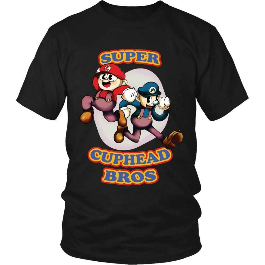 Новая футболка Super Cuphead Bros забавная с изображением супермарио новая стильная |