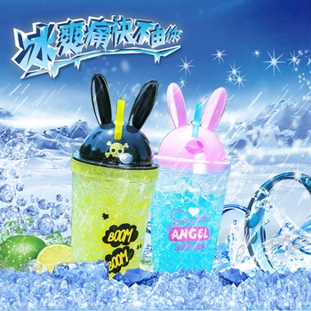 

Creative summer ice cool ice Cup cooling broken ice Cup student double-layer straw with lid portable water Cup straight Hot Sale