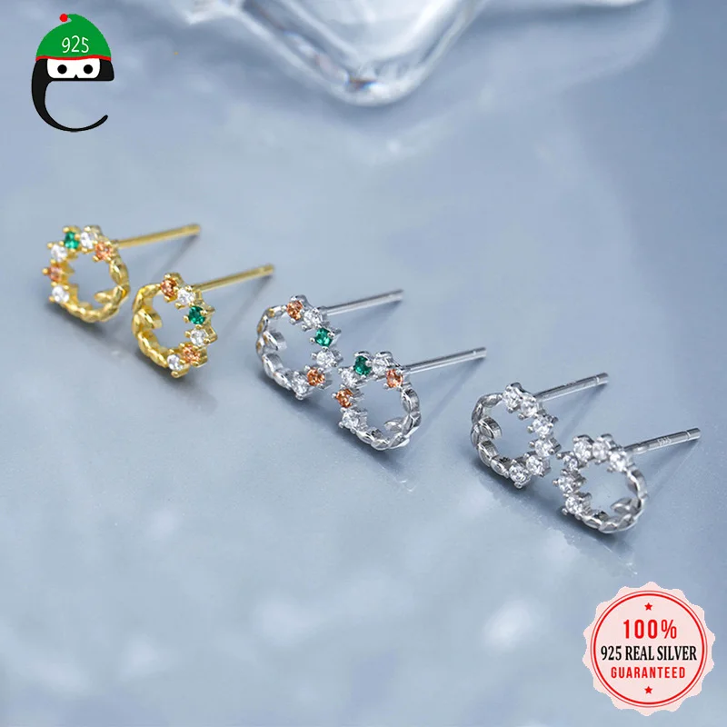 

ElfoPlataSi 2019 Hollow Flower CZ Stud Earrings For Women LadyKids Girl Gift 100% 925 Solid Real Sterling Silver Jewelry ED259