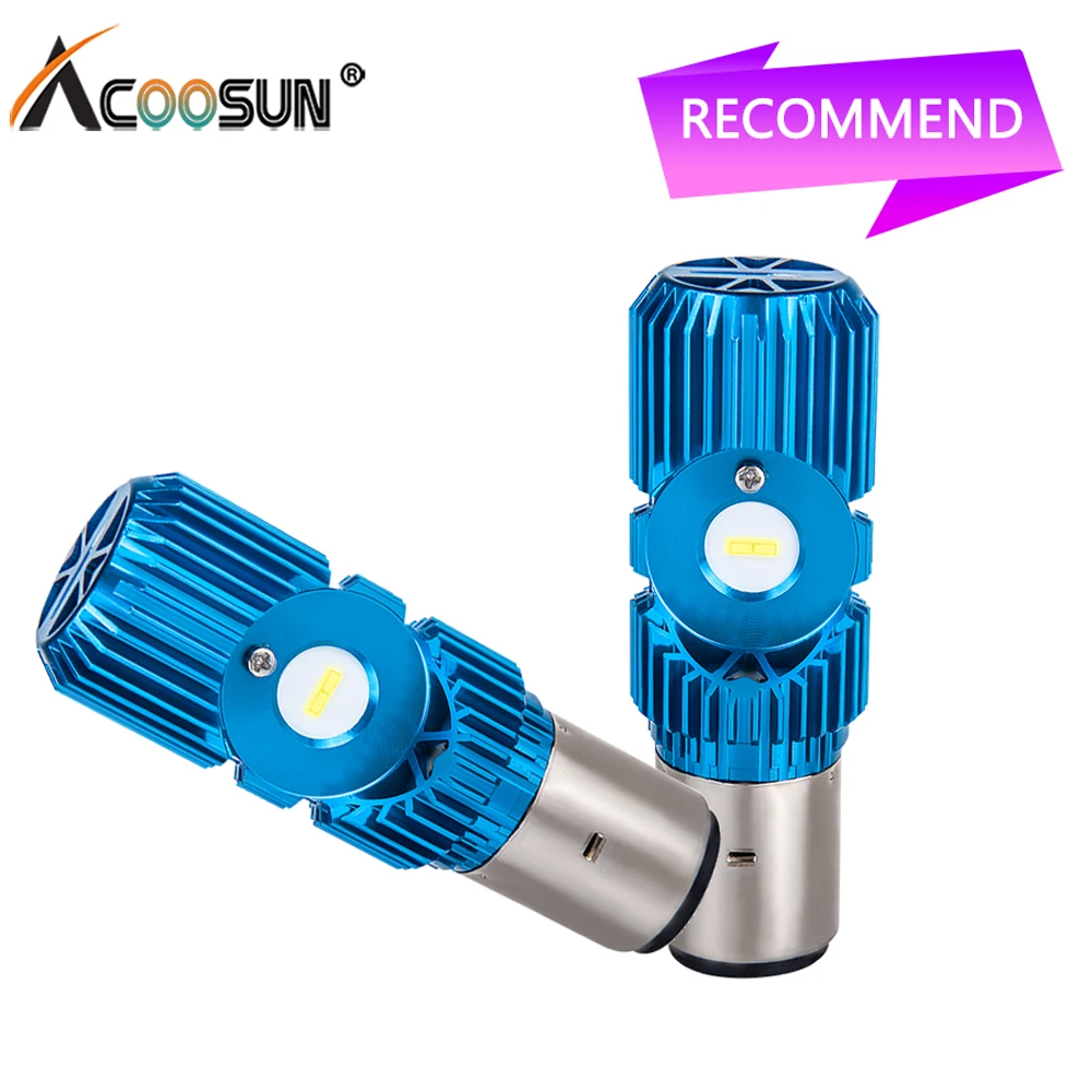 Светодиодные лампы Acoosun Ba20d для мотоциклов 12 В 2400lm 6500k супер белые светодиодные ba20d