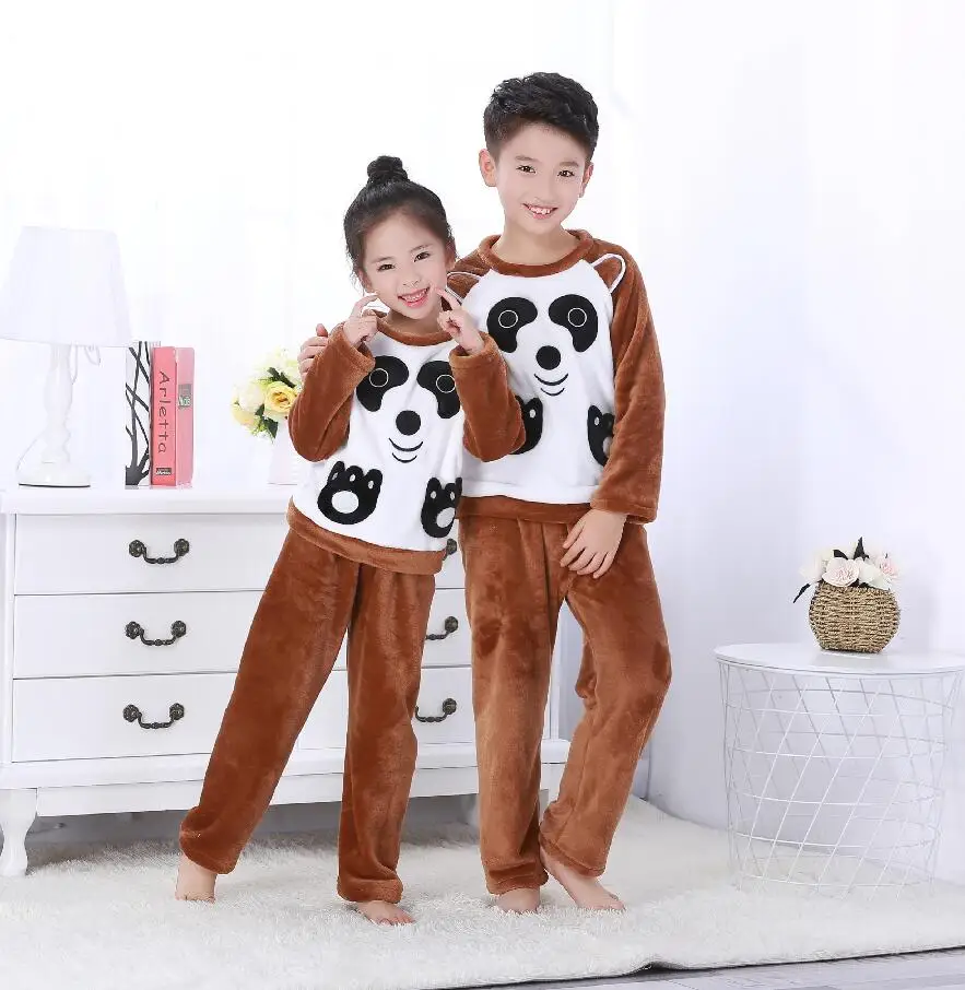 Детский фланелевый пижамный комплект; зимняя теплая плотная флисовая детская пижама с рисунком для мальчиков и девочек; одежда для сна; детская одежда; домашняя одежда - Цвет: model 7