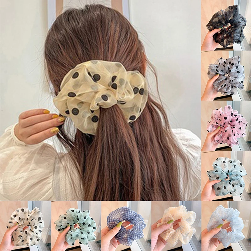 Organza Hair Scrunchie Women Elastic Hair Bands Large Intestine Ponytail Hair Tie Rope Accessories