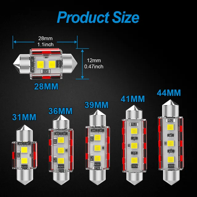 NAO C5W LED CANBUS 31mm Festoon C10W 28mm 29 36 39 41 42 44mm 12V Car  Interior Light 3030 3 SMD Auto License Plate Dome Lamp