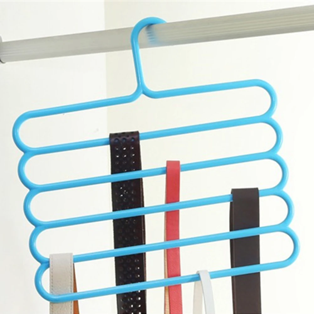 

1PC 5 Layers Cloth Scarf Tie Holder Storage Rack Pants Trousers Hangers Non Slip Clothes Hanger Wardrobe Space Saving Organizer
