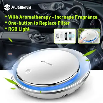 

AUGIENB Mini Negative Ion Car Air Purifier / HEPA Filter Aromatherapy Remove Smoke Odor Dust Pet Dander For Home Car Air Cleaner