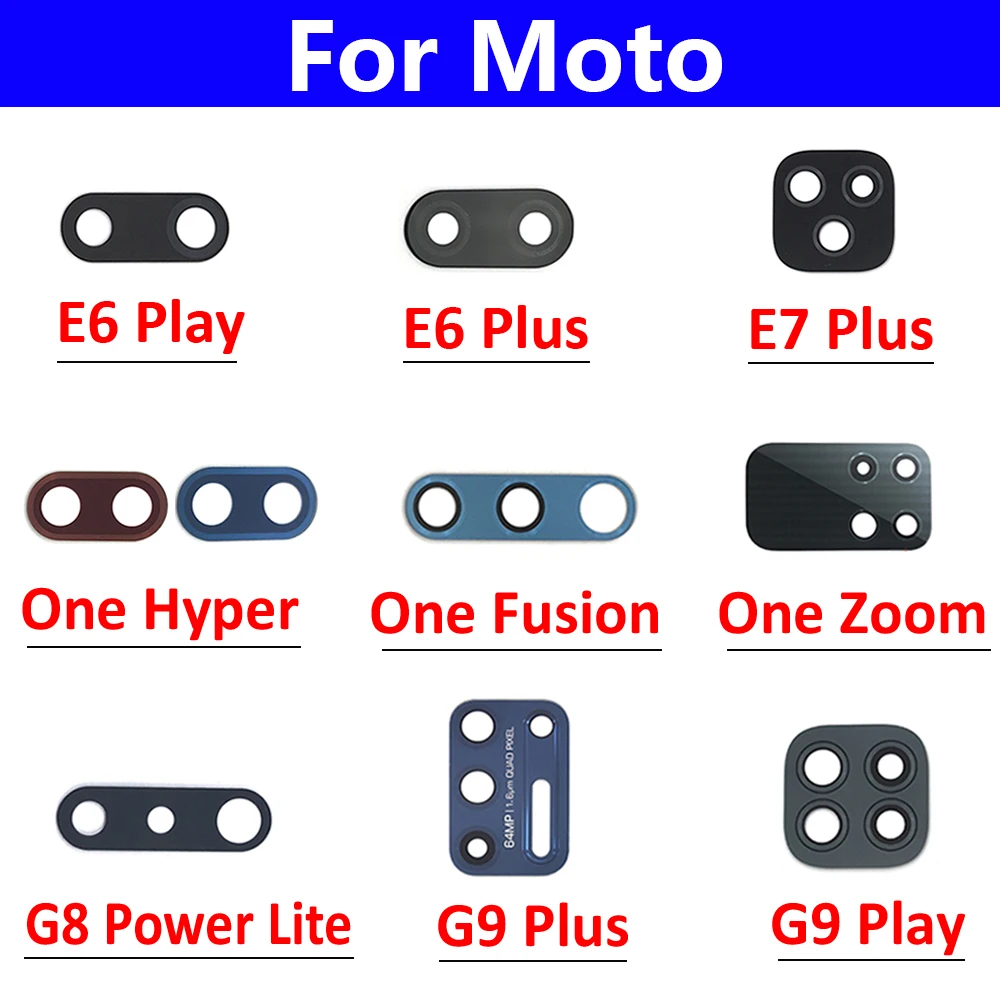 Стеклянный объектив задней камеры с клеем для Motorola Moto E6 E7 G8 G9 Play Plus Power Lite One Hyper Fusion