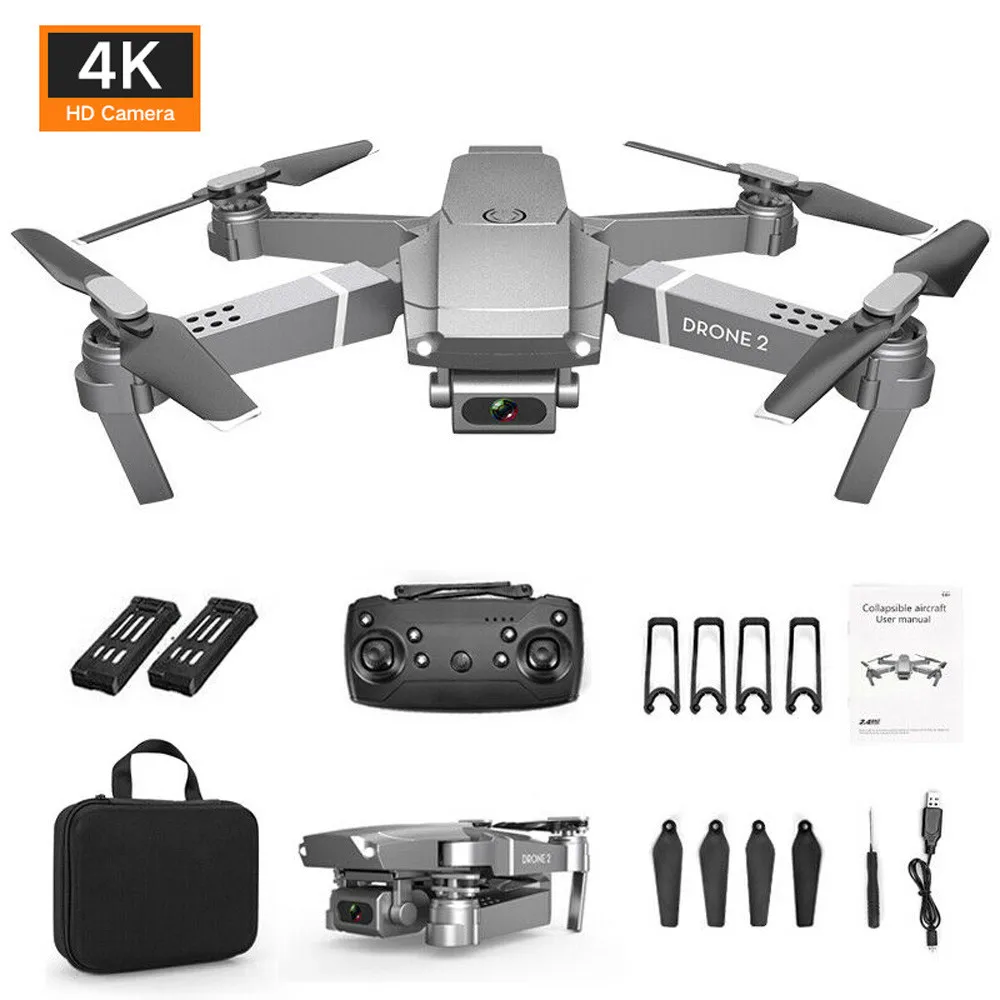 Drone plegable WIFI FPV con cámara 4K Dual HD Quadrocopter RC Drone 3 baterías DHL 